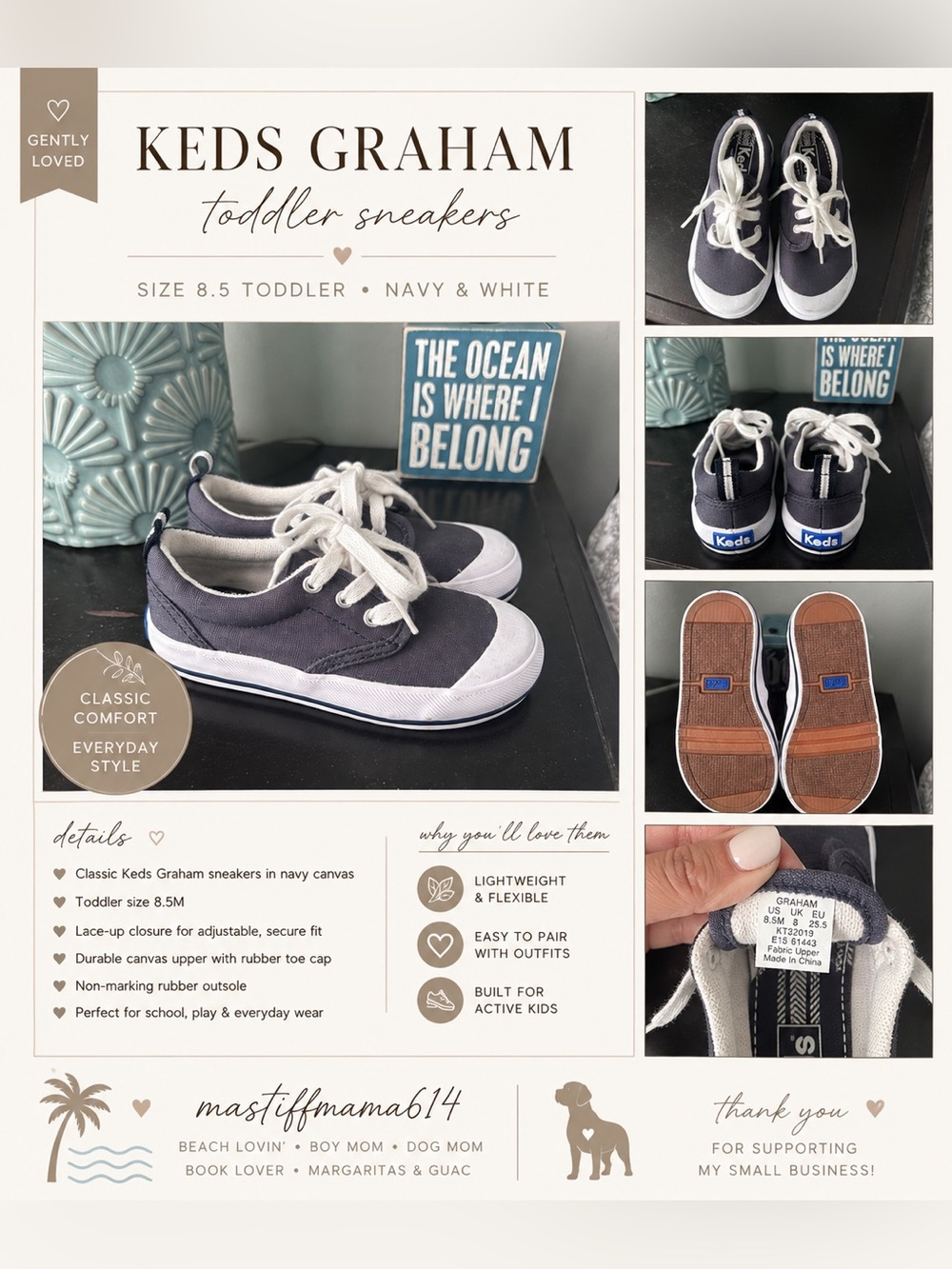 Keds Kids Navy Canvas Lace-Up Sneakers with White Accents
